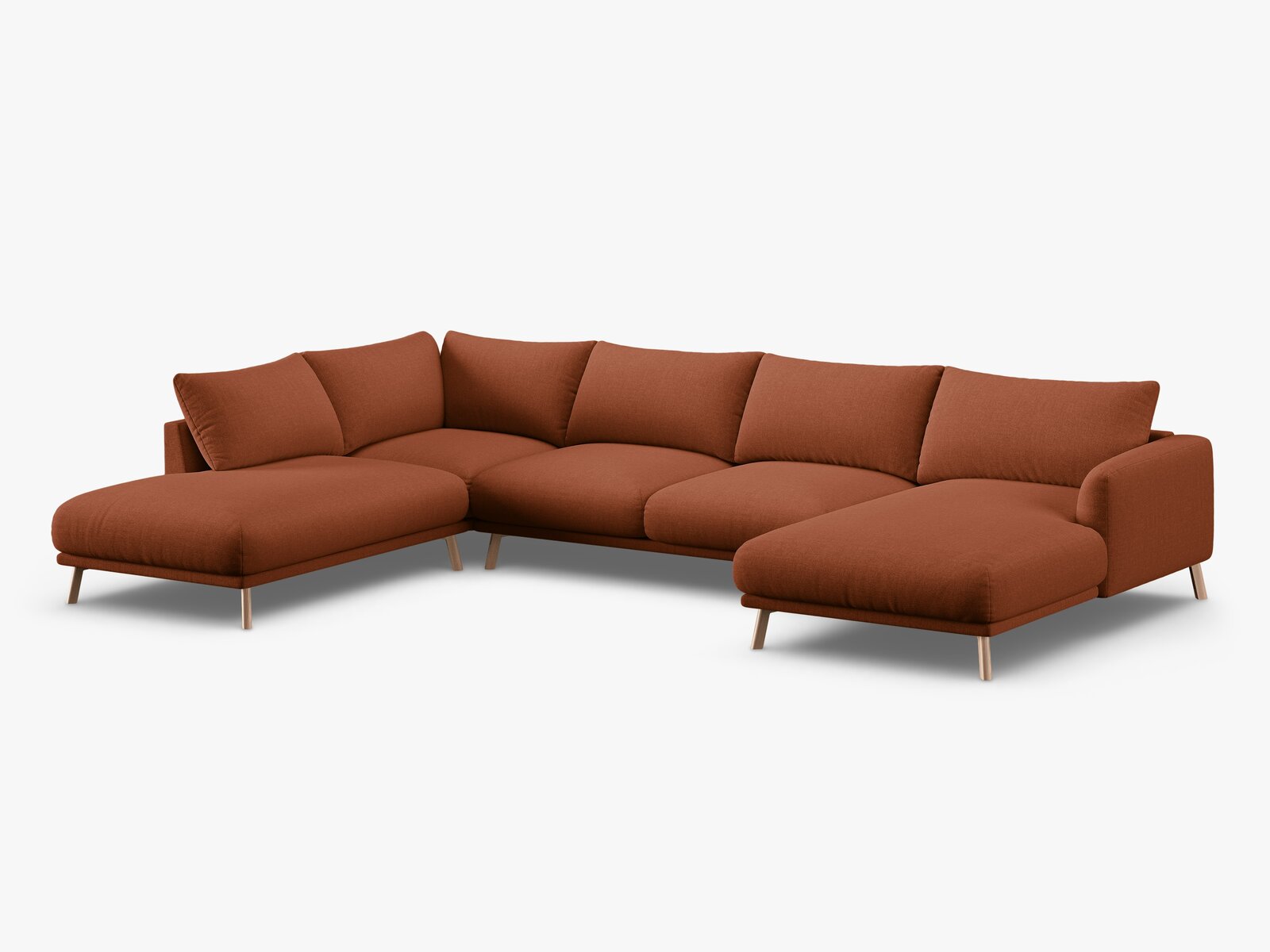 Micadoni Panorama Ecksofa Naomi 6-Sitzer Links Strukturierter Stoff Liberty Ziegel