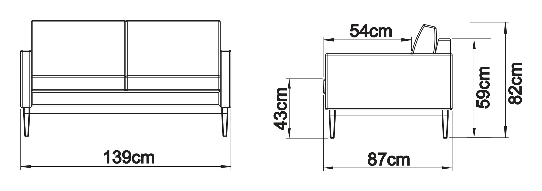 Sofa Bodo 2-Sitzer Kord Corduroy 594-Ivory
