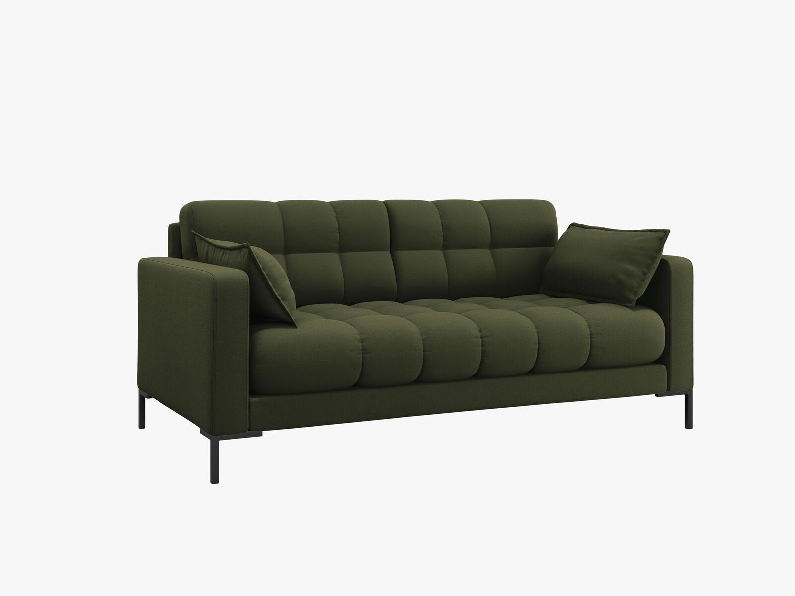 Micadoni Sofa Mamaia 2-Sitzer Strukturierter Stoff Neve Grün schwarze Beine