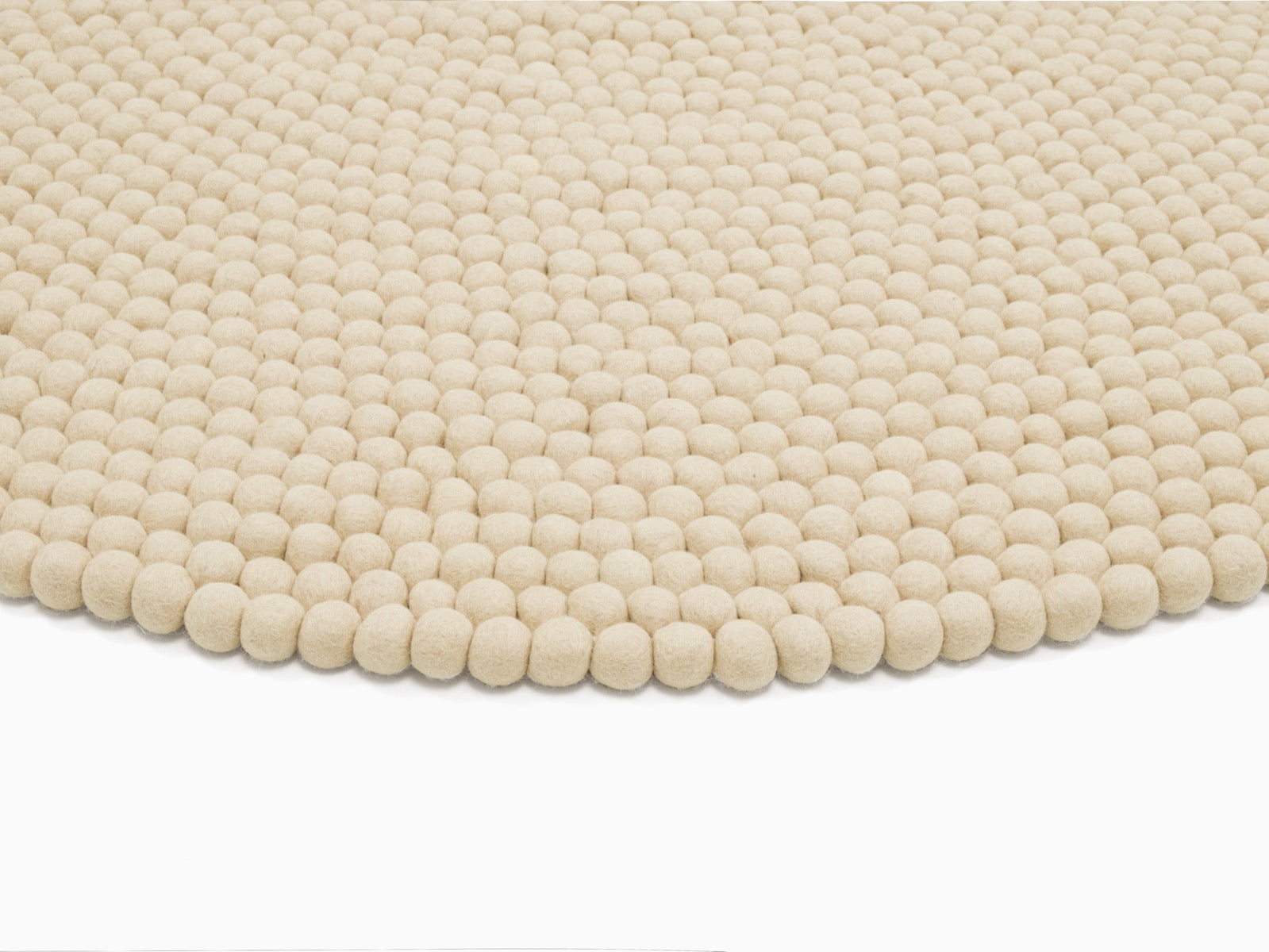 myfelt Levi Filzkugelteppich Beige rund Ø 50 cm