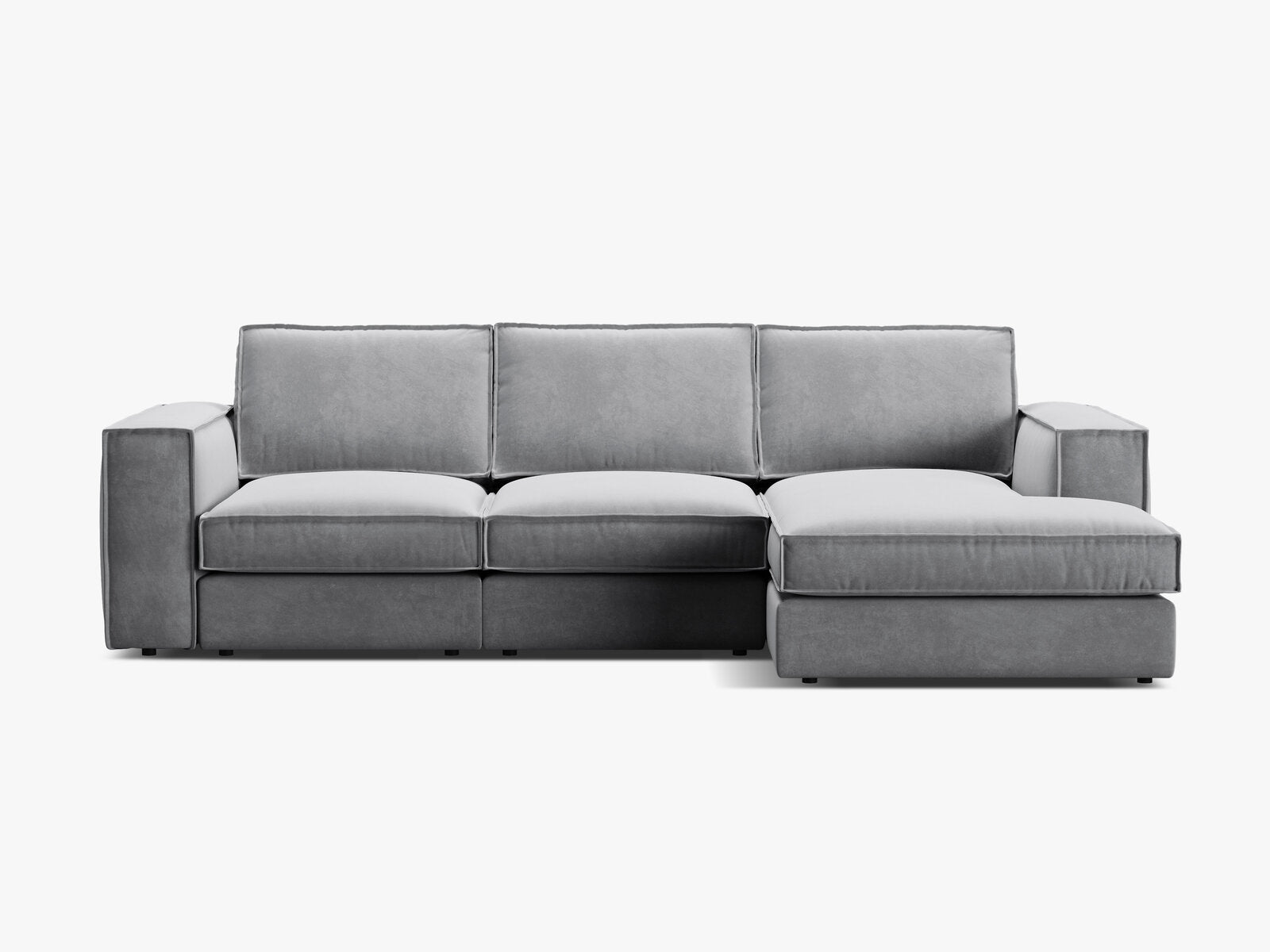 Micadoni modulares Ecksofa Pola 3-Sitzer Rechts Samt Salvador Grau