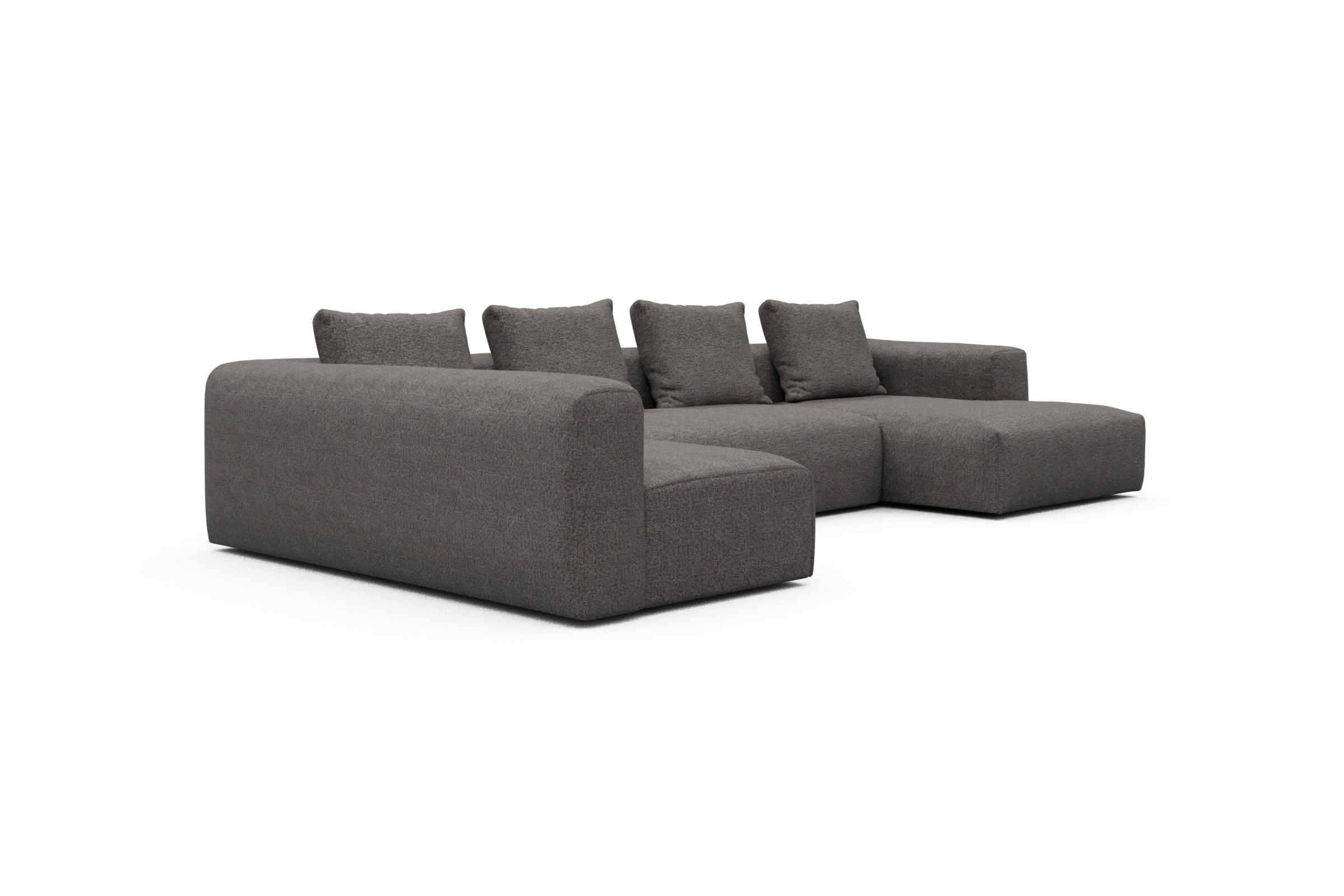 Wohnlandschaft Fred Chaiselongue rechts mit 2-Sitzer und lange Armlehne links Carreno-Salt-and-Pepper
