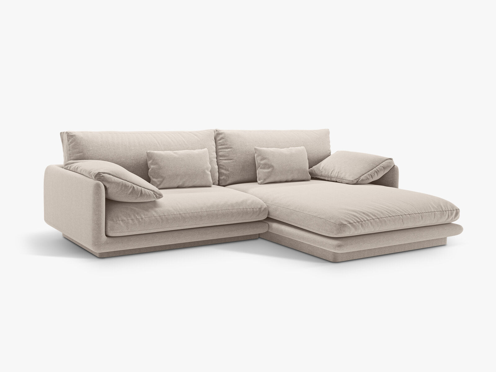Micadoni Ecksofa Torino 4-Sitzer Rechts Strukturierter Stoff Helles Beige