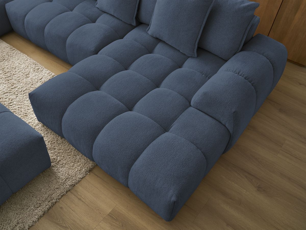 Bobochic Everest Wohnlandschaft mit Pouf, 14 Kissen Melange-Stoff Dunkelblau Ecke rechts