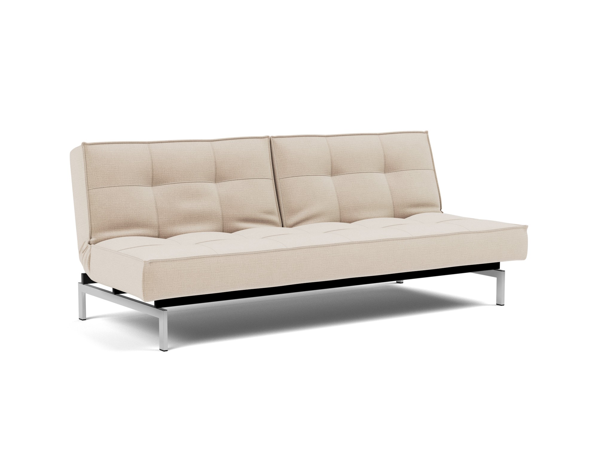 Schlafsofa Splitback Chenille Esina 410-Almond-Beige Beine Chrom