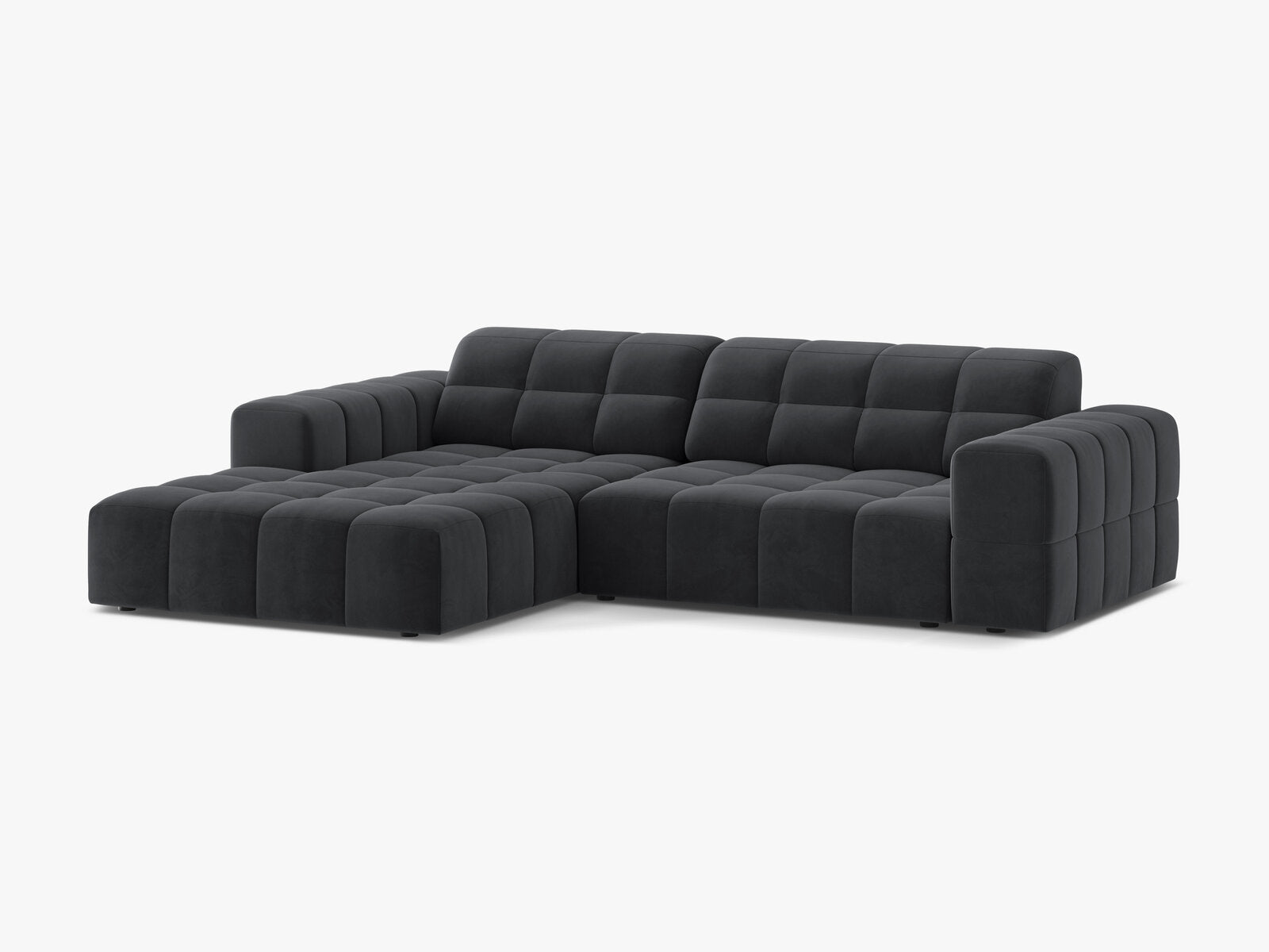 Micadoni Jennifer Ecksofa 4-Sitzer Links Samt Bluvel Grau