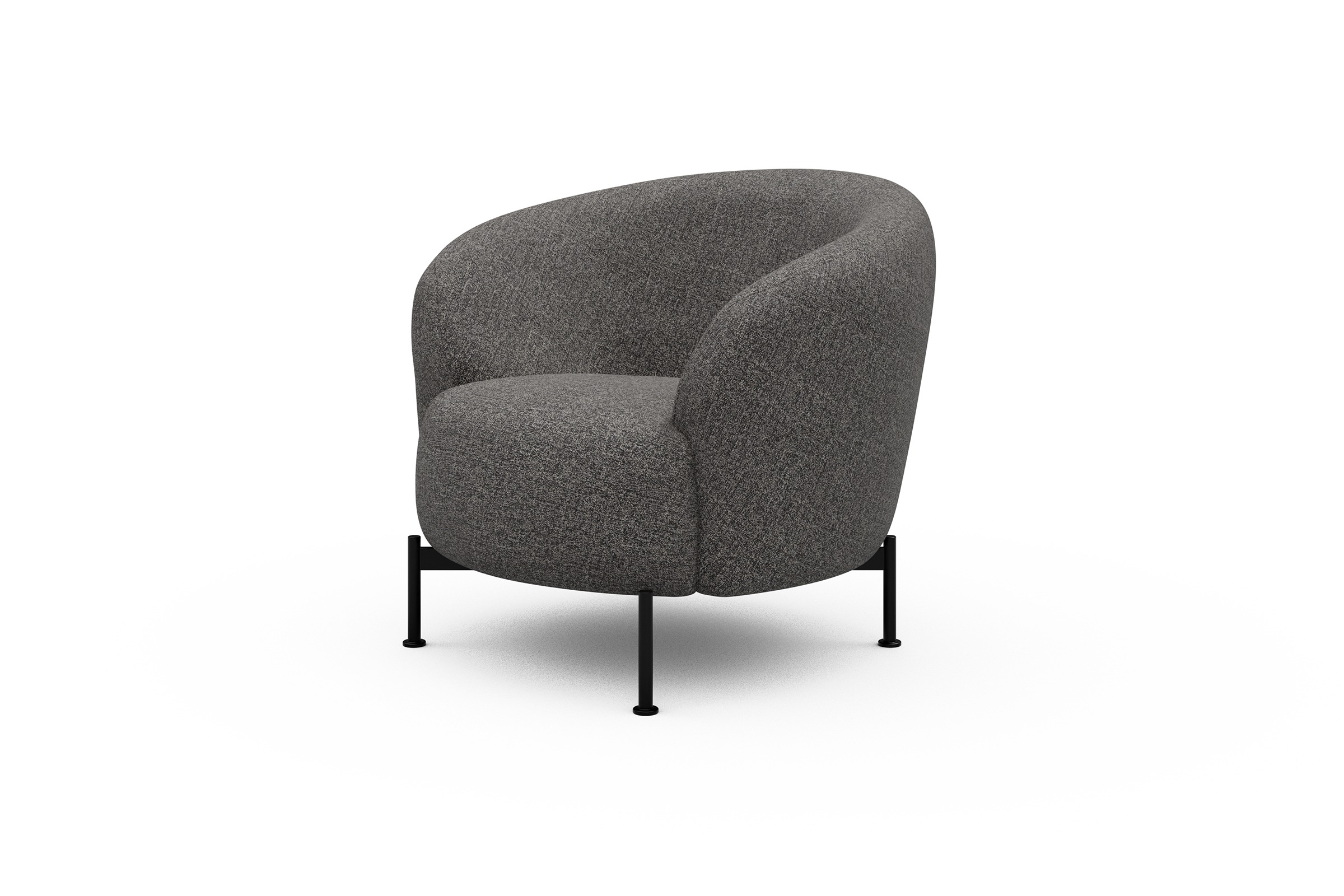 Sessel Ronda X-Metallgestell Schwarz Carreno-Salt-and-Pepper