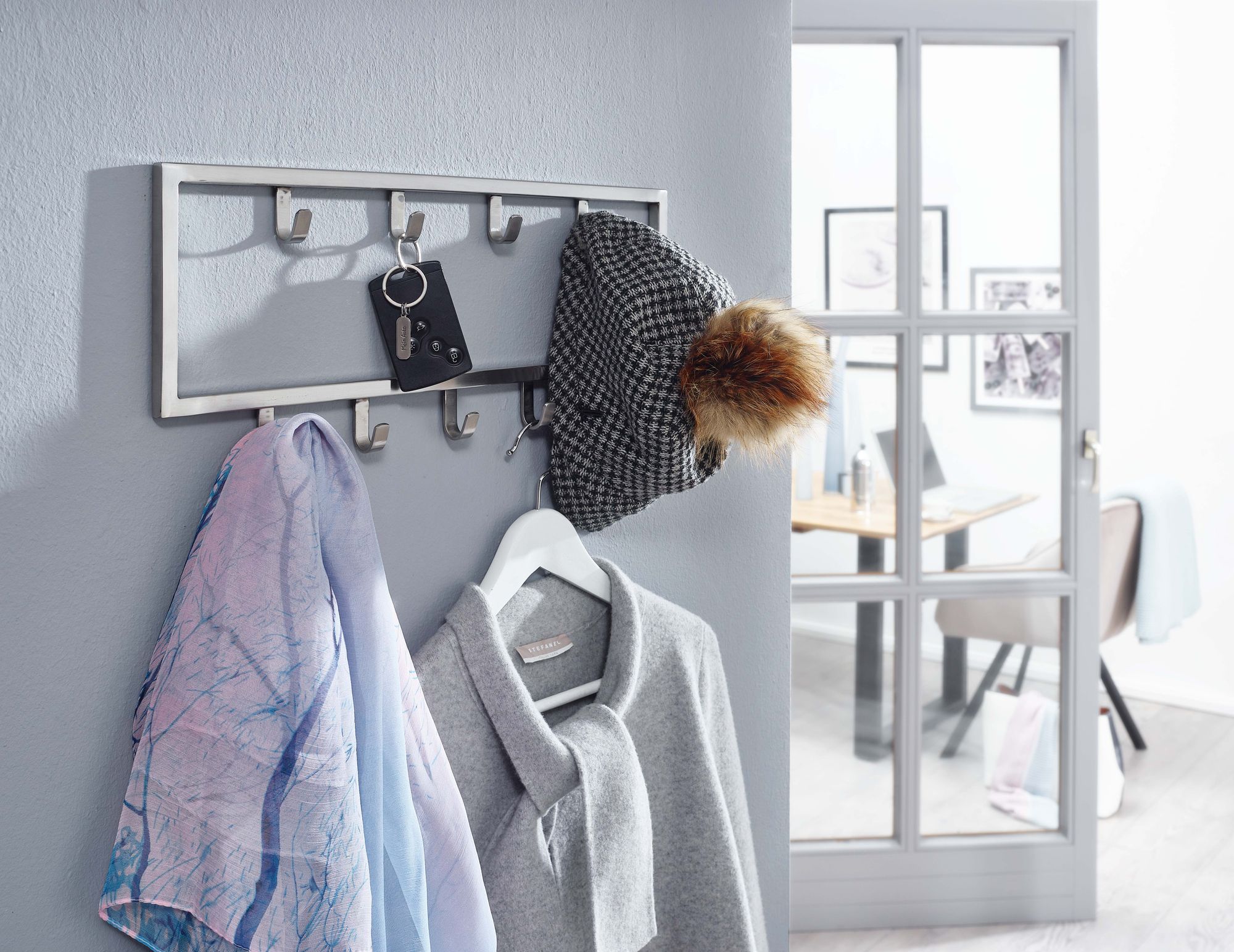 Wandgarderobe Gardabaer Metall Silber 50 × 4 × 20 cm