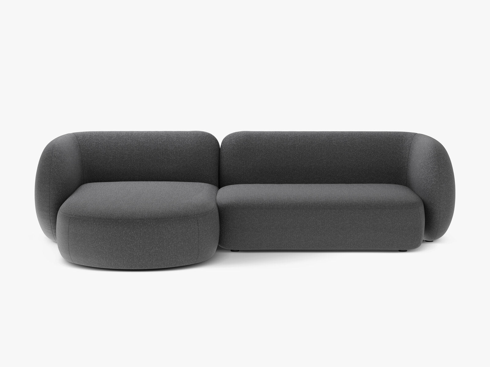 Micadoni Ecksofa Kate 3-Sitzer Links Strukturierter Stoff Dunkelgrau Melange