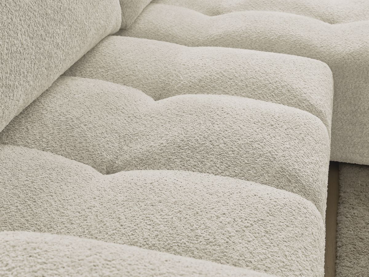 Bobochic Anakin Ecksofa, 2 Kissen Bouclé-Stoff Beige