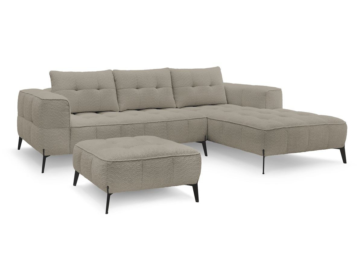 Bobochic Anis Ecksofa mit Pouf Bouclé-Stoff Taupe Ecke rechts