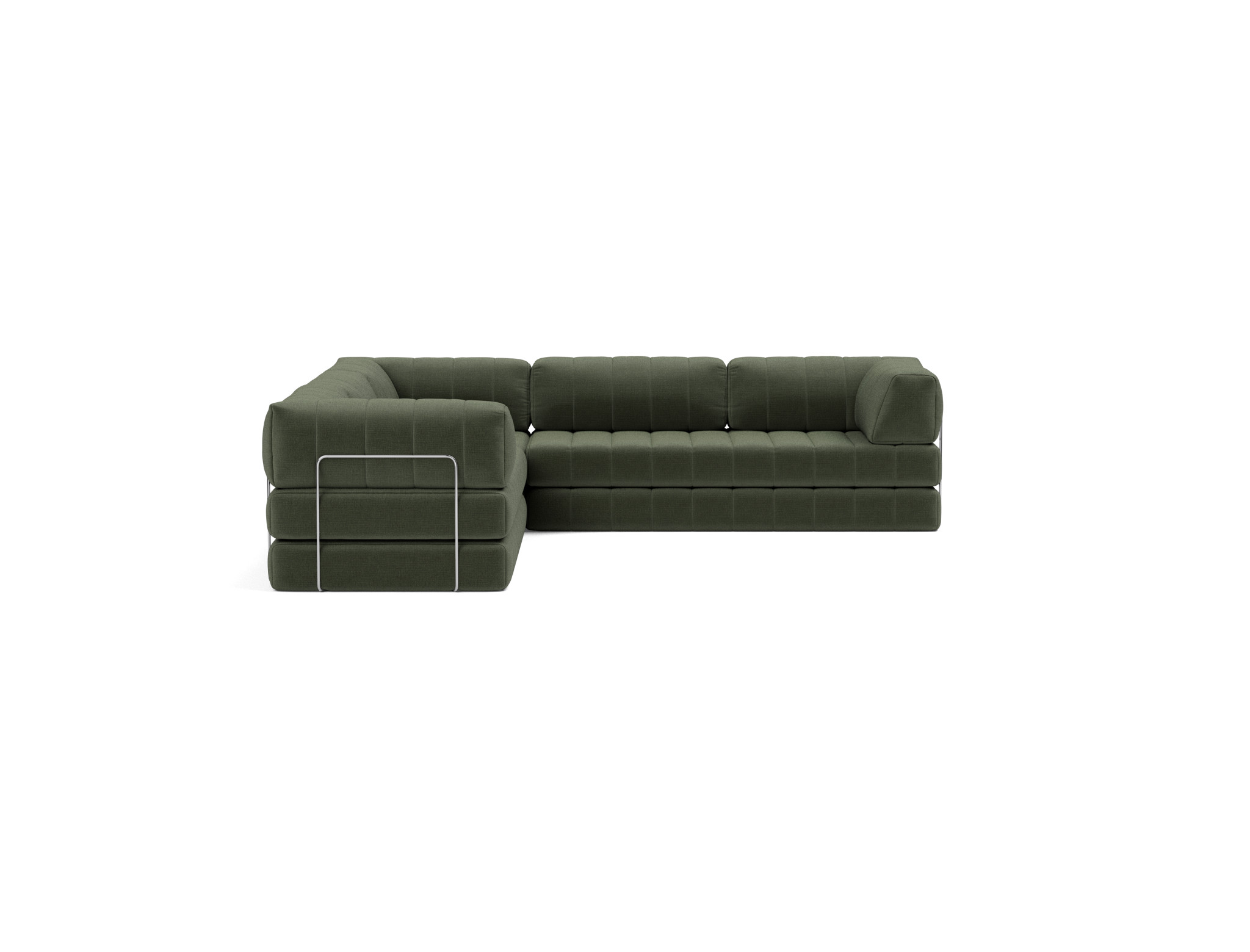 Eck-Schlafsofa CozyPad mit Armlehnen Chenille Esina 413-Olive-Green
