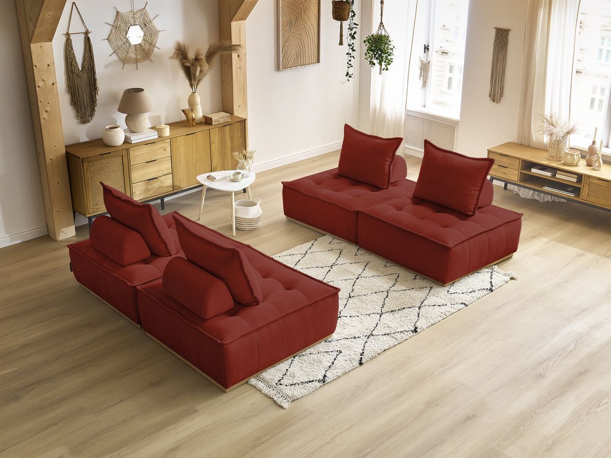 Bobochic Elisa Sofa 4-Sitzer Strukturstoff Orange