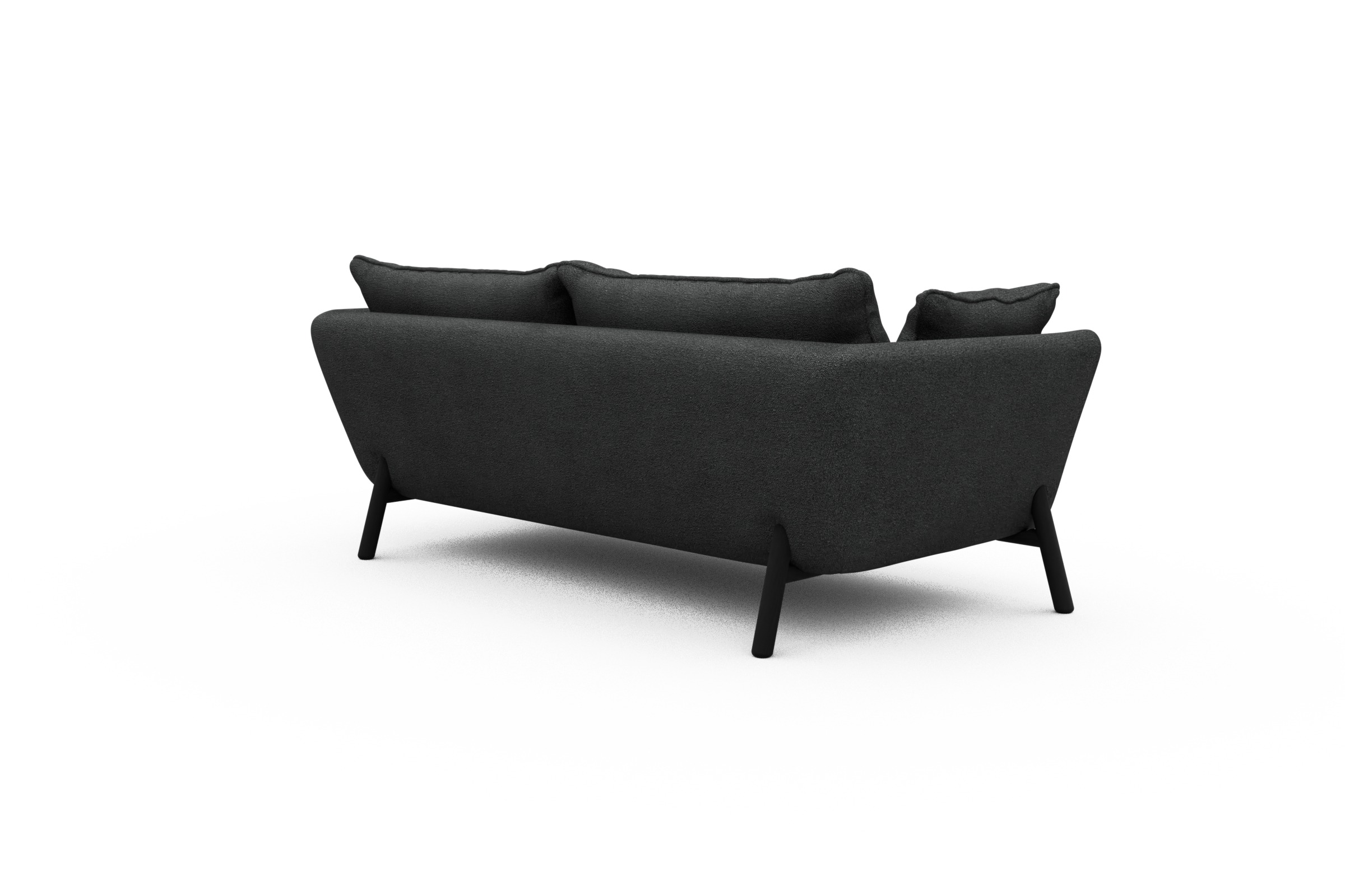 Sofa Emil PREMIUM 2-Sitzer Beinfarbe Eiche Schwarz Boucle-Charcoal