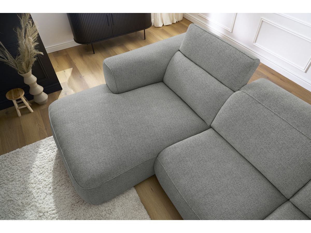 Bobochic William Ecksofa Melange-Stoff Hellgrau Ecke links