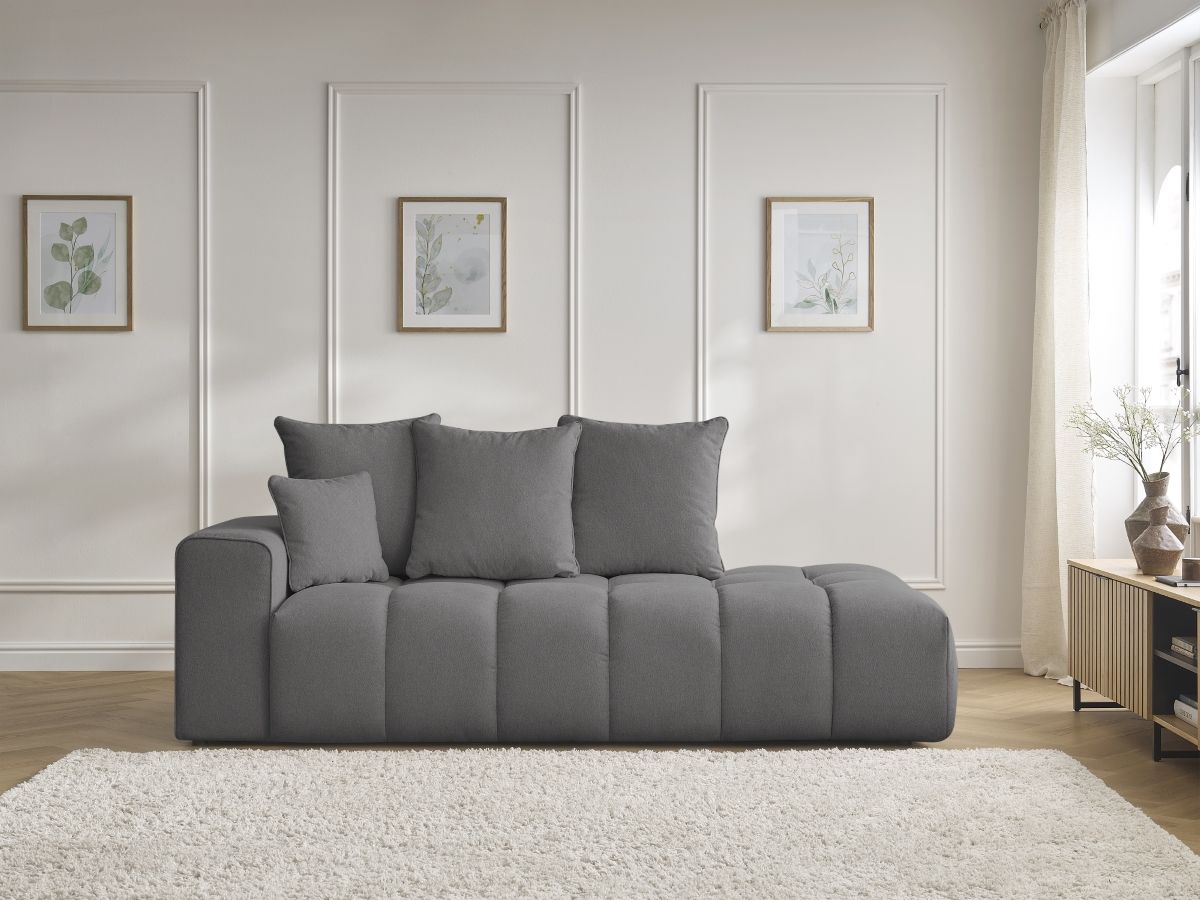Bobochic Mont-blanc Sofa 4-Sitzer Melange-Stoff Dunkelgrau Armlehne links