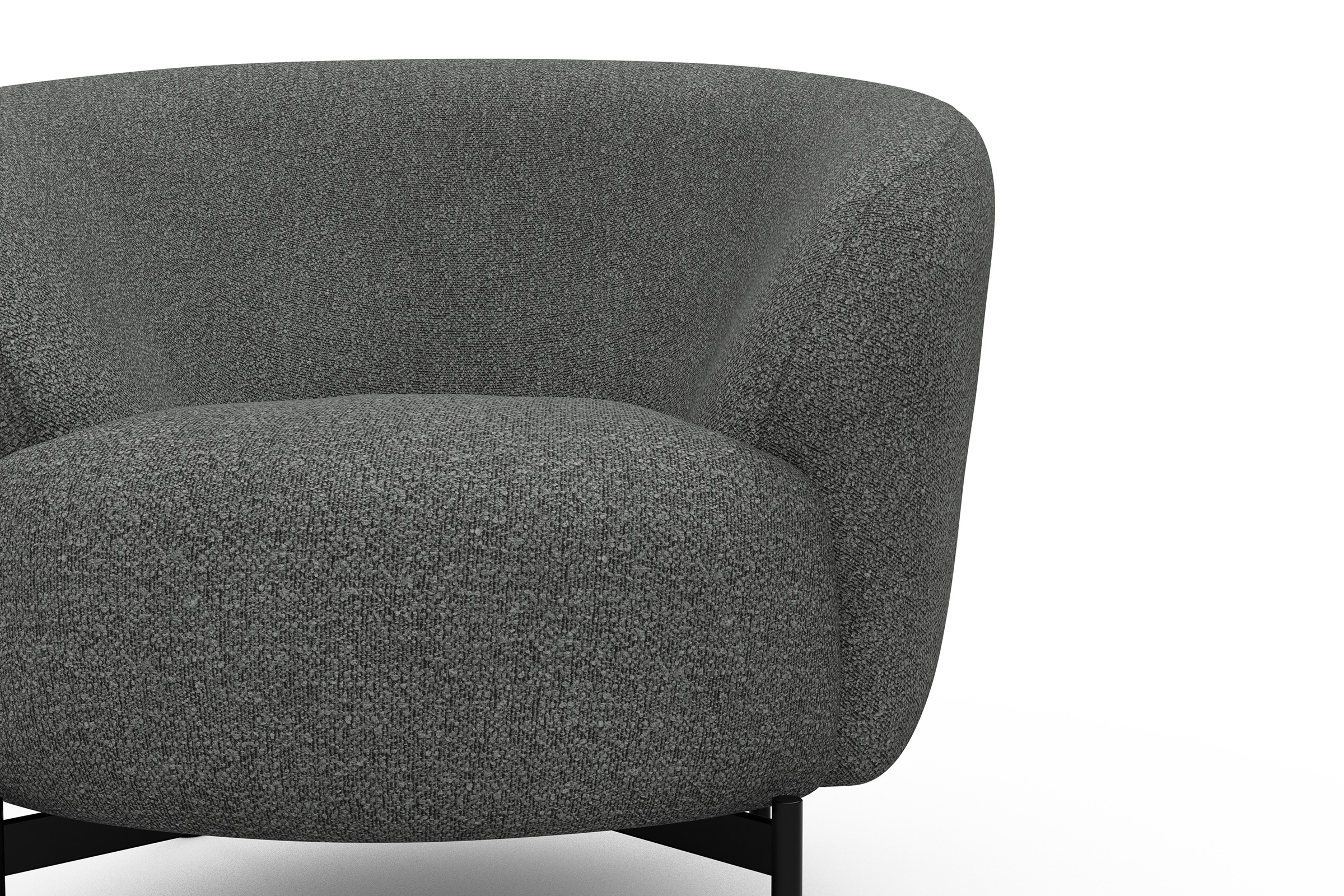 Sessel Ronda X-Metallgestell Schwarz Boucle-Ash-Grey