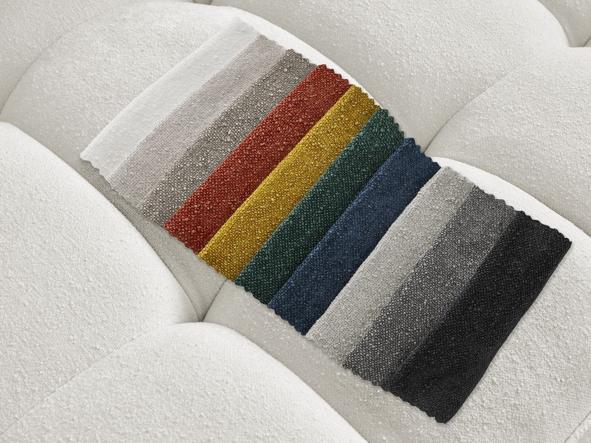 Bobochic Anis Sofa-Set 3- und 2-Sitzer mit Pouf Strukturstoff Weiß