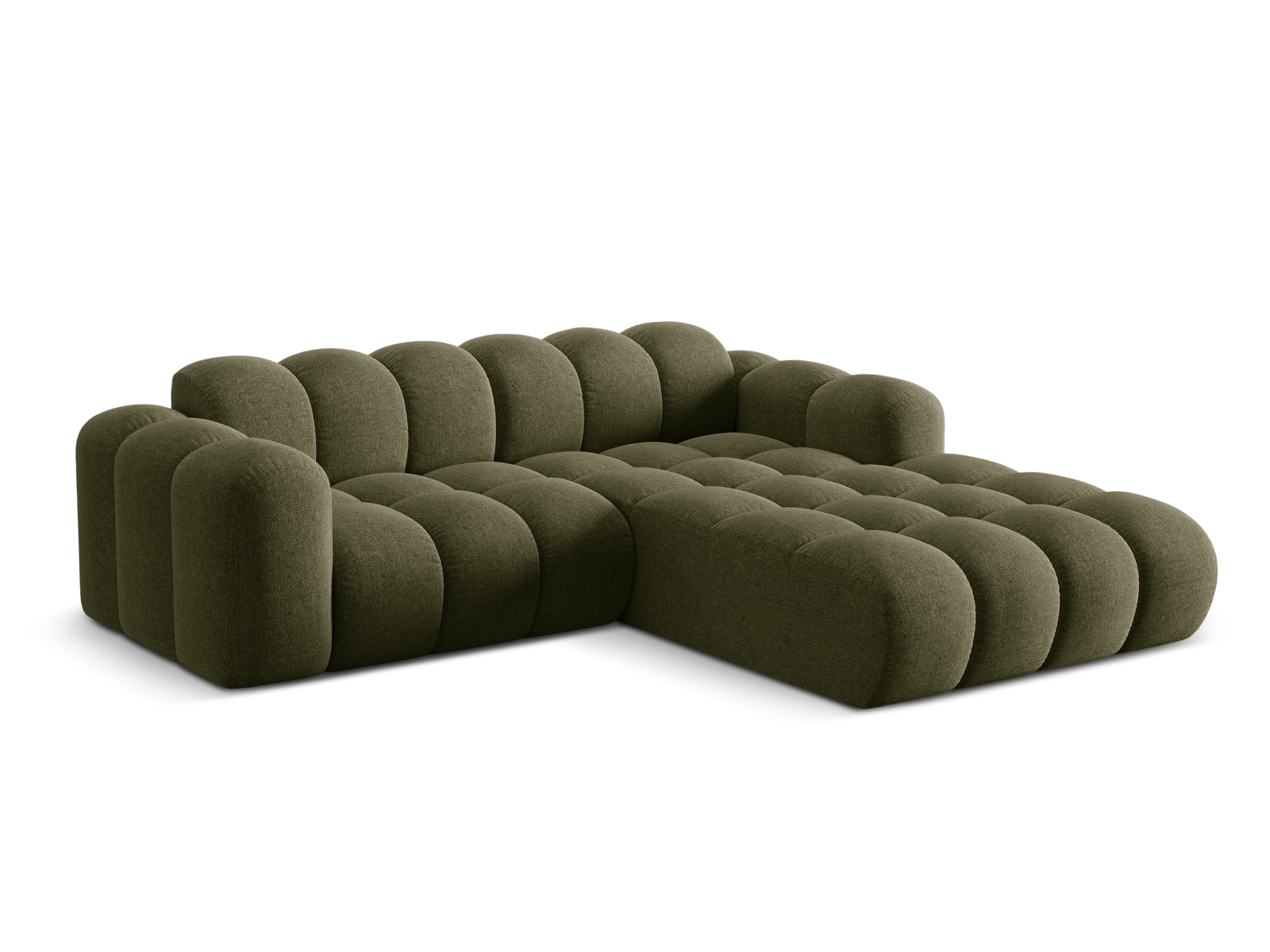 Cosmopolitan Design Ecksofa Treno 3-Sitzer Chenille Eden Grün Rechts