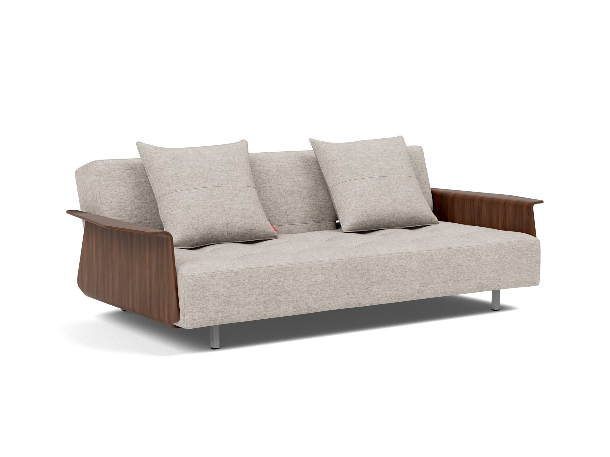 Schlafsofa Long Horn D.E.L. mit Armlehnen Chenille Yuveno 471-Sand