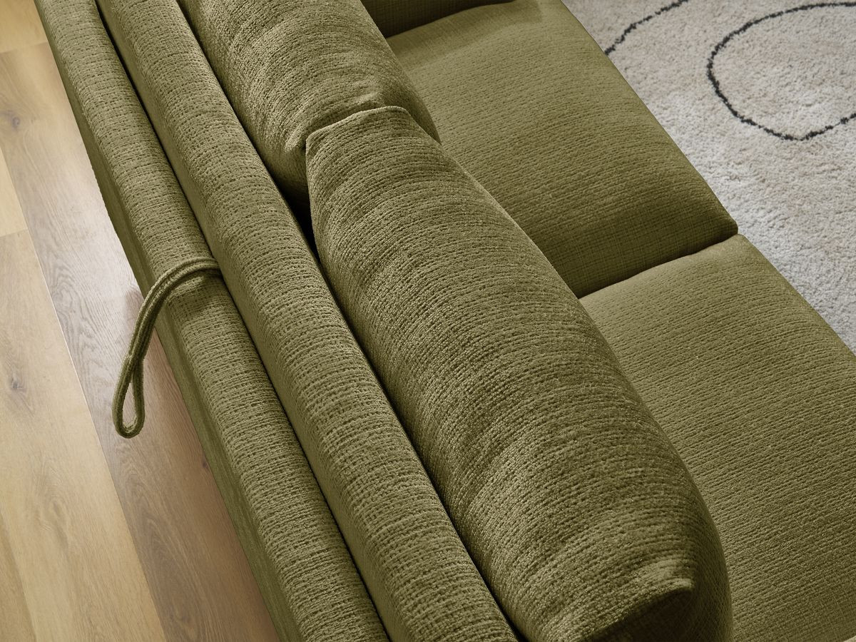 Bobochic Cocoone Schlafsofa 3-Sitzer Strukturstoff Grün, Liegefläche 160 × 200 cm