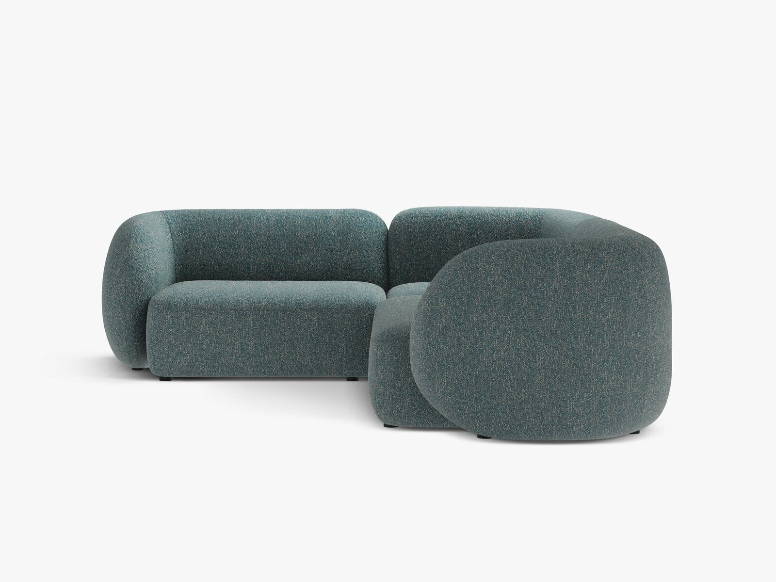 Micadoni Ecksofa Kate 4-Sitzer Links Strukturierter Stoff Blau Melange