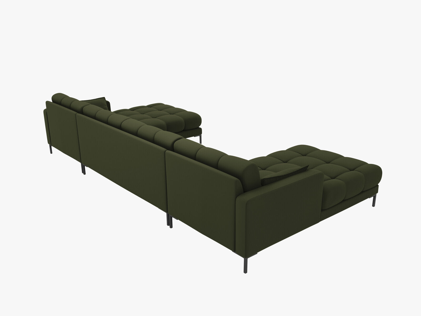 Micadoni Panorama-Sofa Mamaia 6-Sitzer Strukturierter Stoff Neve Grün schwarze Beine