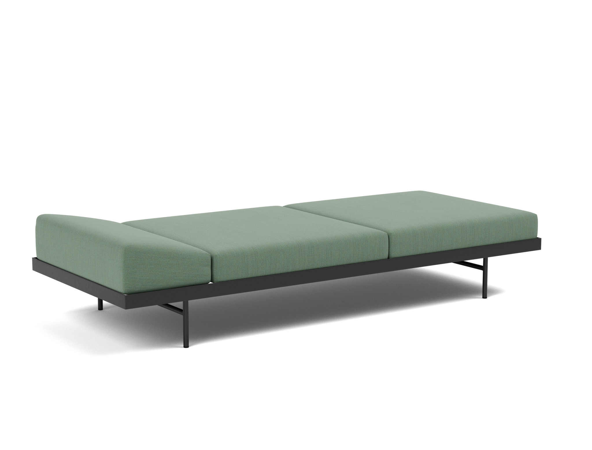 Tagesbett Puri Flachgewebe Elegance 518-Green Beine mit Nussbaumtisch