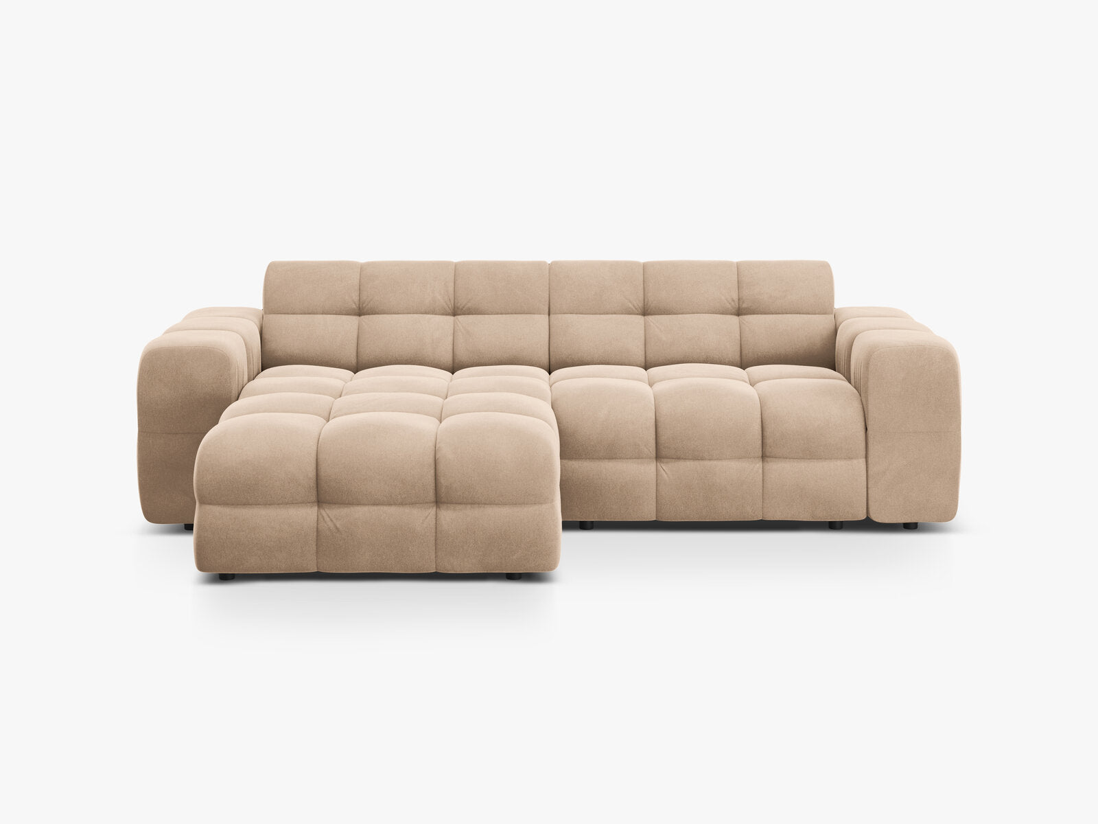 Micadoni Ecksofa Kendal 4-Sitzer Links Samt Mandel Beige