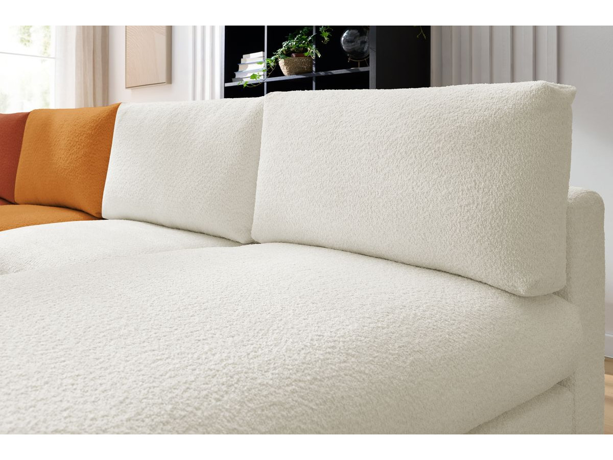Bobochic Paris Ecksofa mit Pouf 369 × 262 cm Bouclé-Stoff Mehrfarbig