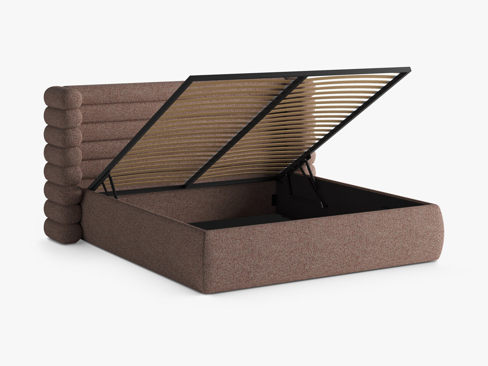 Micadoni Stauraumbett mit Kopfteil Mount Strukturierter Stoff Puente Rosa Melange 140x200