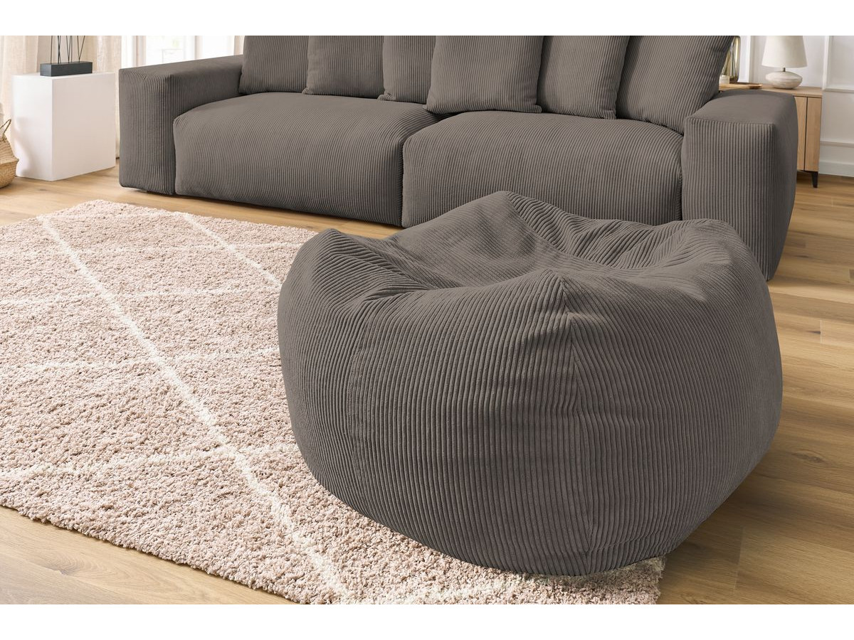 Bobochic Voltaire Sofa 5-Sitzer mit Pouf Cordsamt Taupe