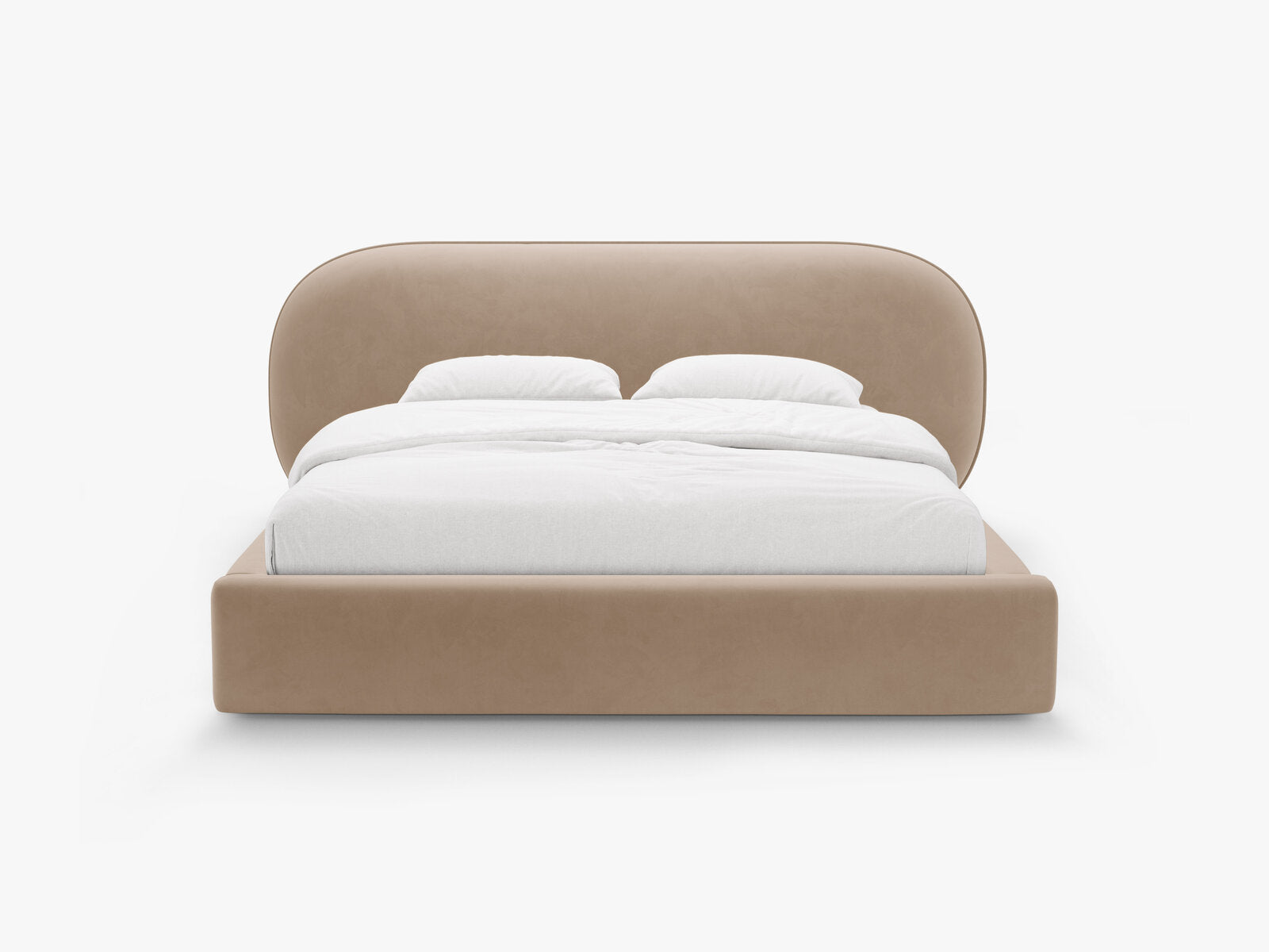 Micadoni Stauraumbett mit Kopfteil Ovalo Samt Magic Velvet Mandel Beige 180x200