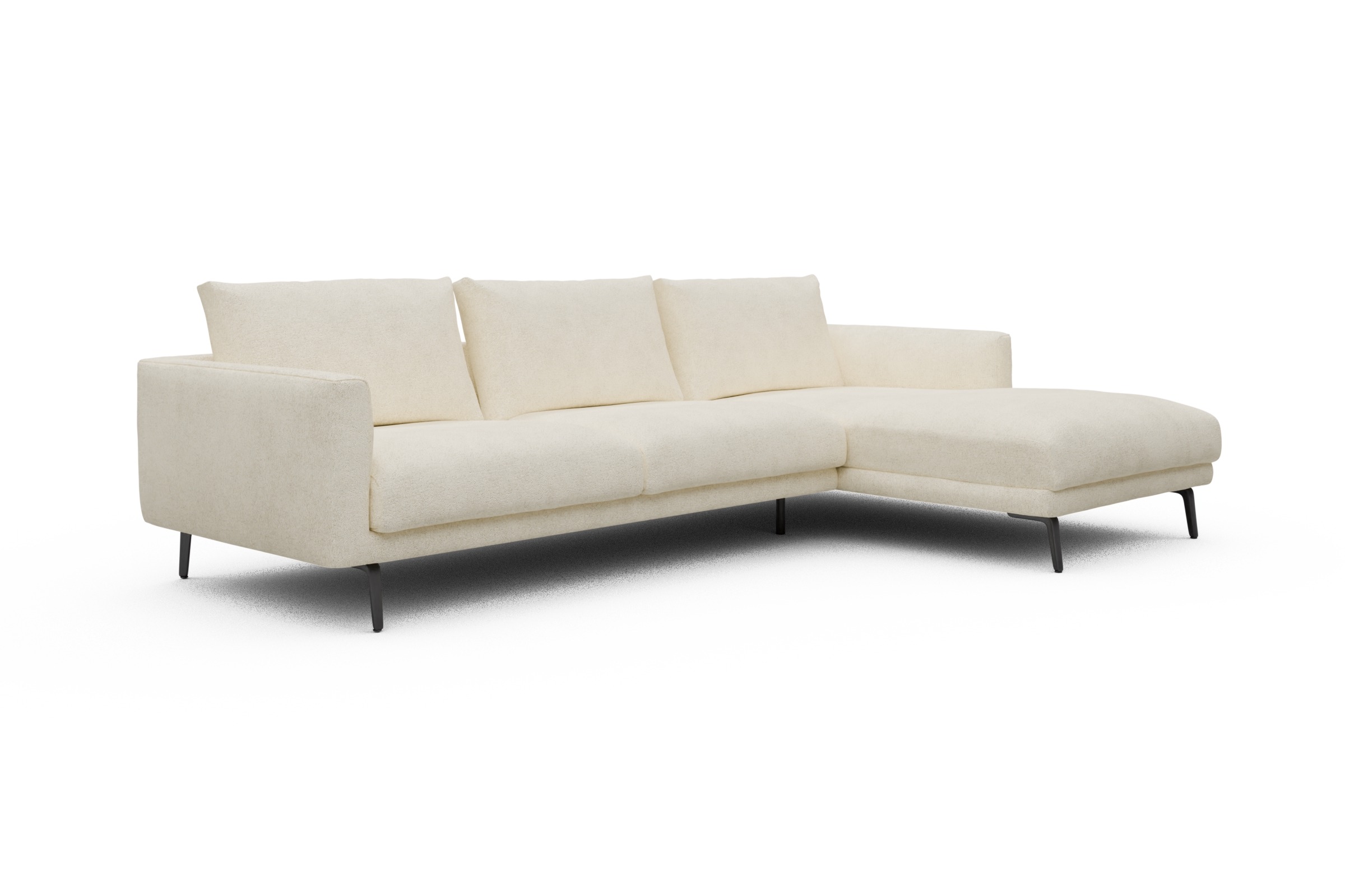 Ecksofa Karl Chaiselongue rechts mit 2,5-Sitzer Boucle-Off-White