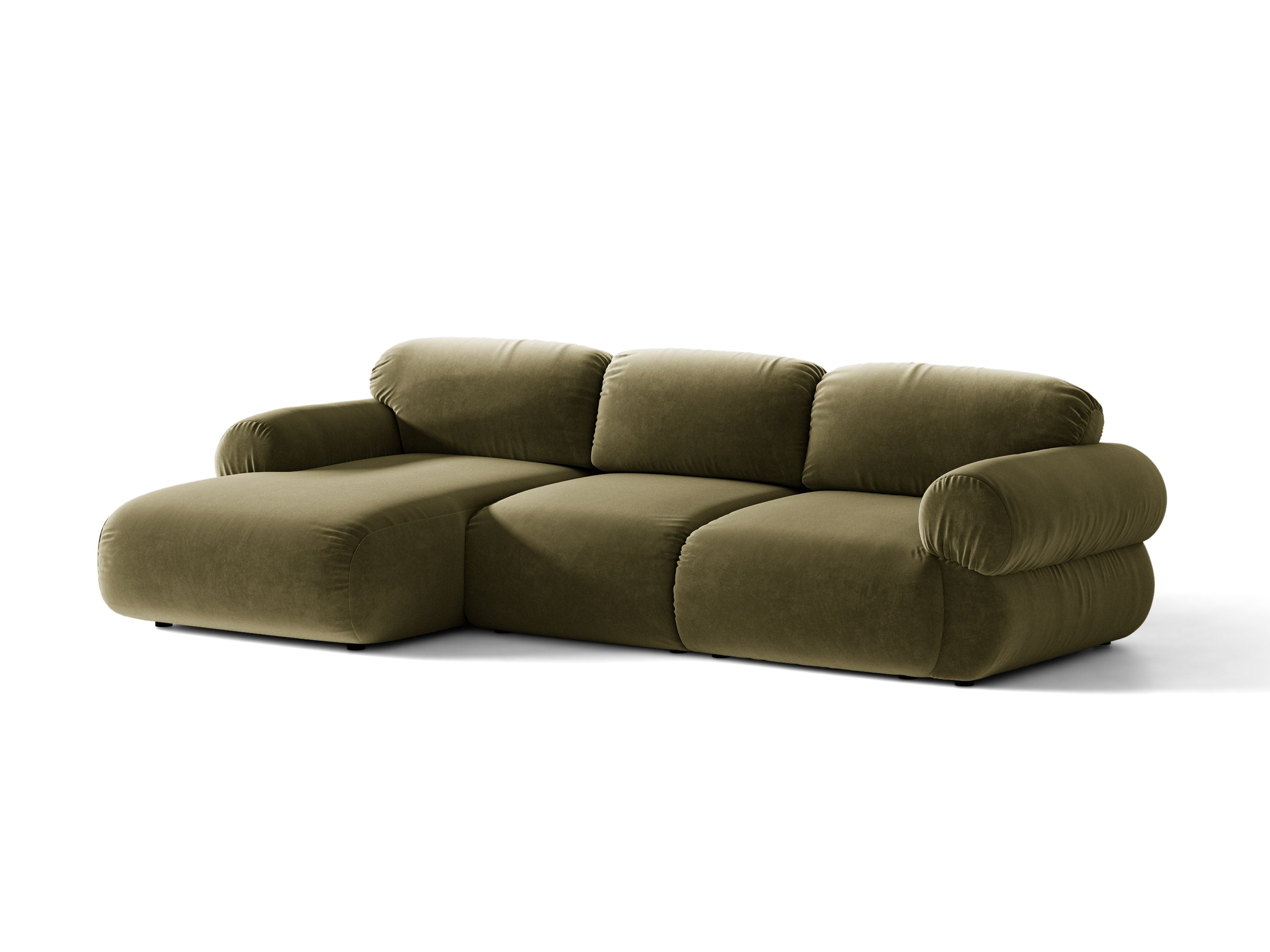 Micadoni Ophelia Ecksofa 6-Sitzer Links Samt Salvador Grün