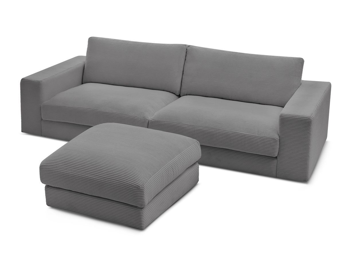 Bobochic Leonard Sofa 4-Sitzer mit Pouf 274 × 109 cm Cordsamt Dunkelgrau