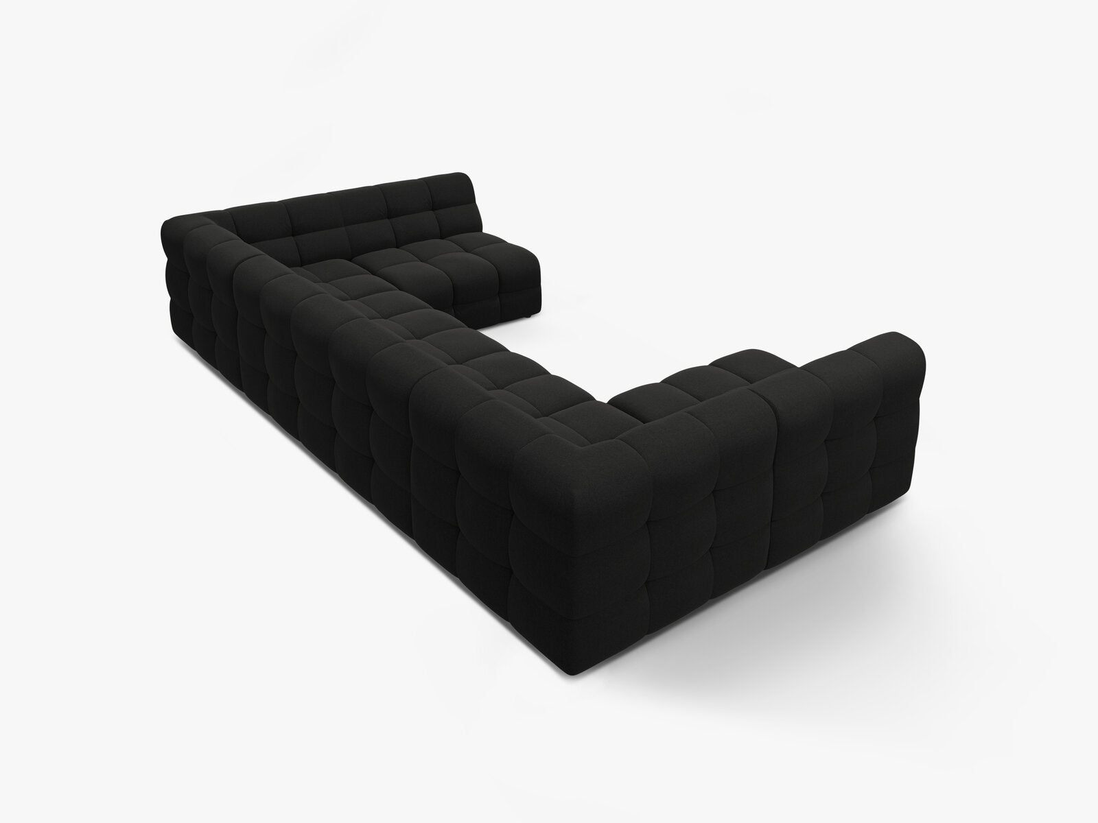 Micadoni Panorama-Sofa Kendal 7-Sitzer Strukturierter Stoff Schwarz