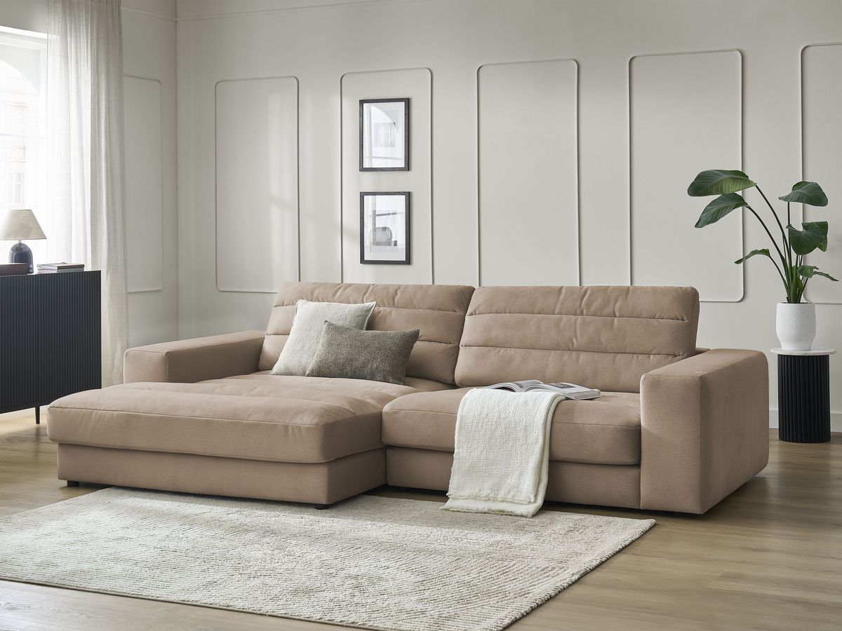 Bobochic Sierra Ecksofa Samt Taupe Ecke links