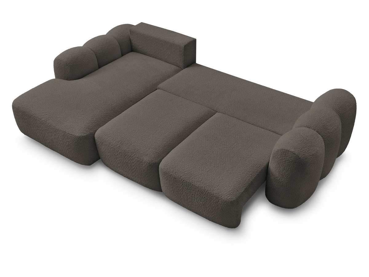 Bobochic Montaigne Ecksofa mit Schlaffunktion und Bettkasten 276 × 164 cm Bouclé-Stoff Braun Ecke links