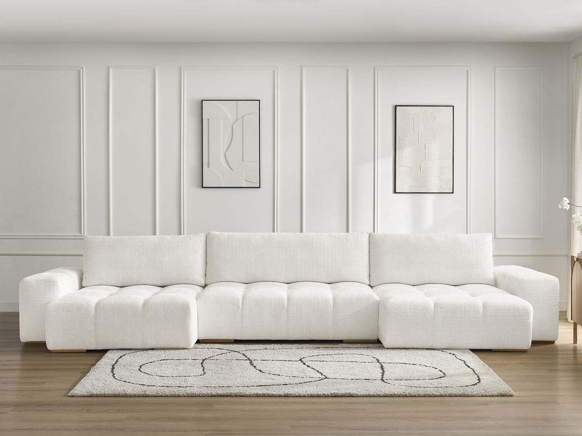 Bobochic Anakin Wohnlandschaft, 3 Kissen Strukturstoff Weiß