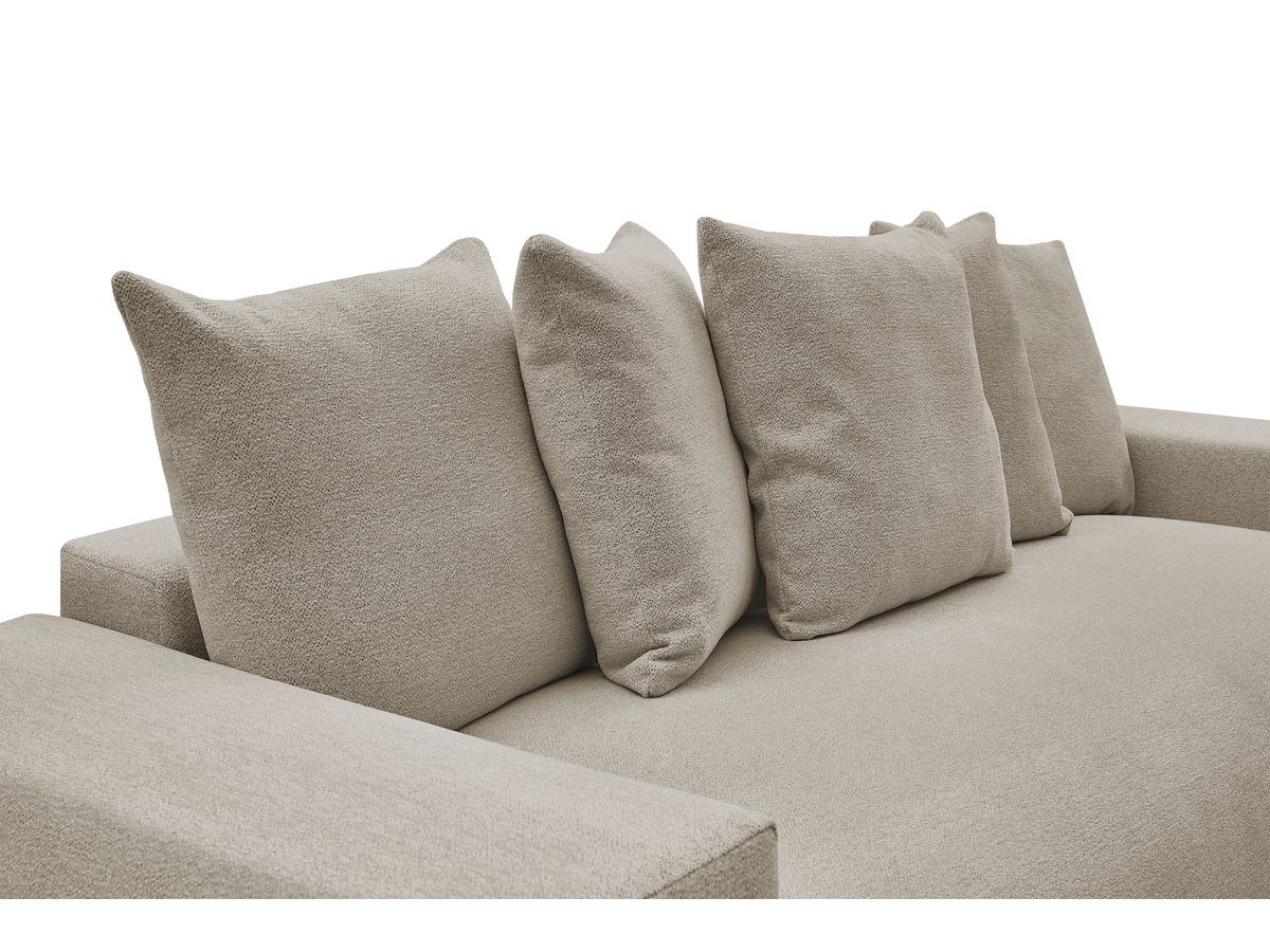 Bobochic Voltaire Schlafsofa 4-Sitzer mit Bettkasten und Pouf Melange-Stoff Taupe