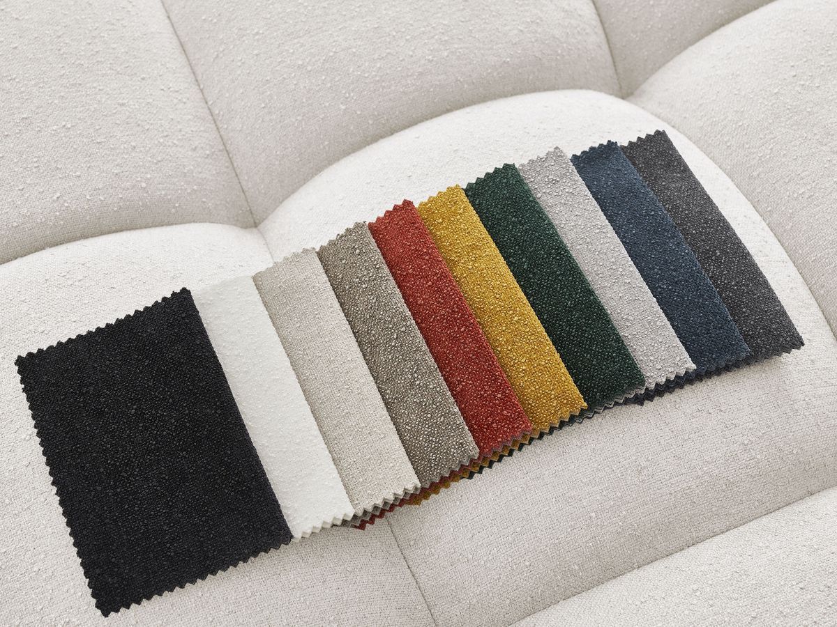 Bobochic Everest Wohnlandschaft mit Pouf, 14 Kissen Strukturstoff Weiß Ecke rechts