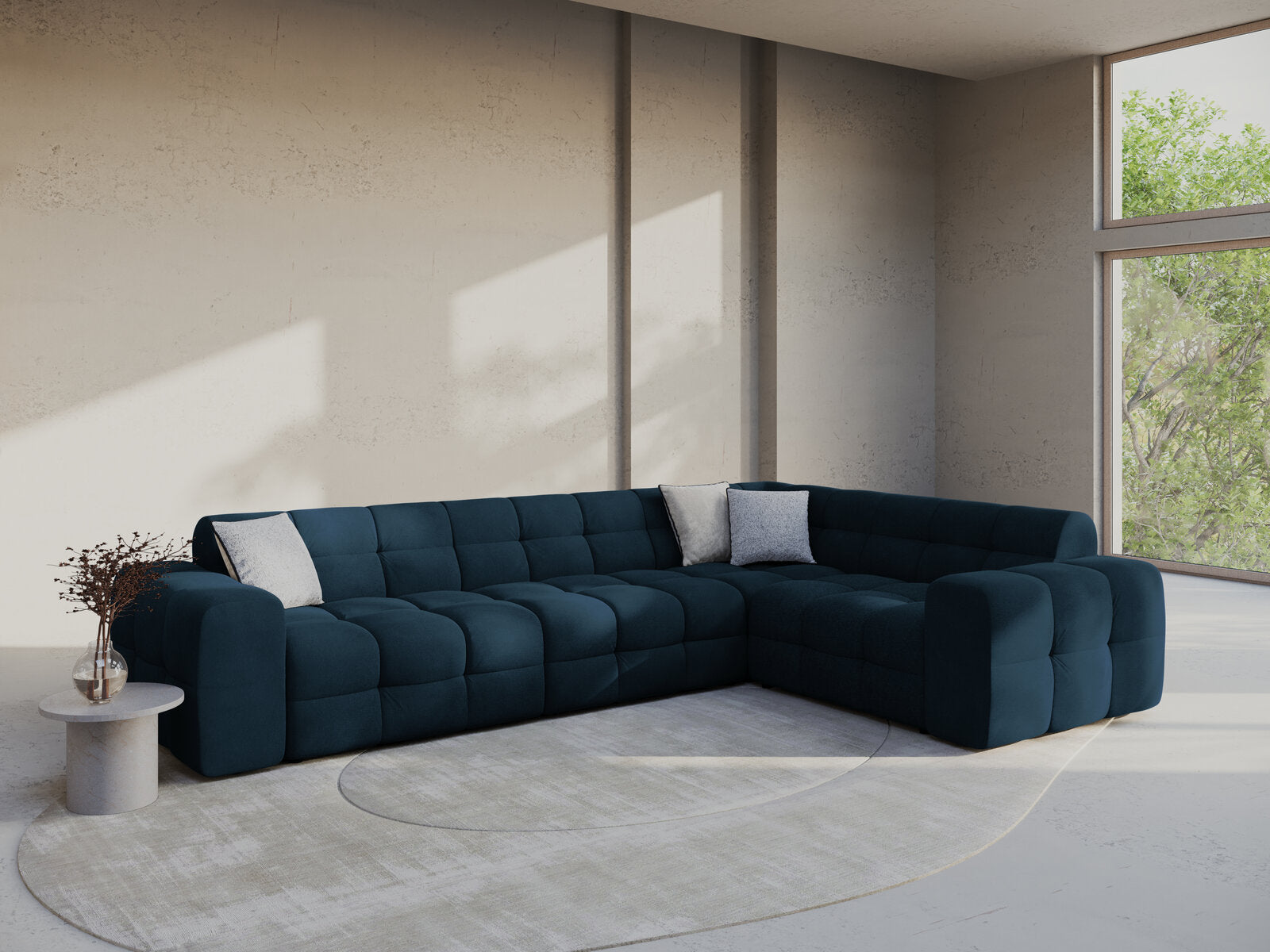 Micadoni Ecksofa Kendal 6-Sitzer Rechts Samt Magic Velvet Marineblau