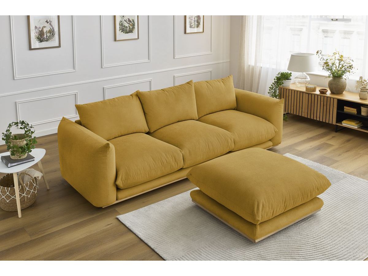 Bobochic Ernest Sofa 4-Sitzer mit Pouf Stoff Gelb