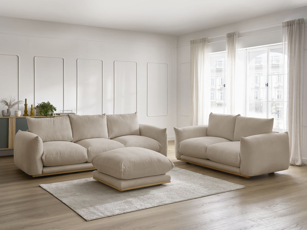 Bobochic Ernest Sofa 6-Sitzer mit Pouf Stoff Taupe