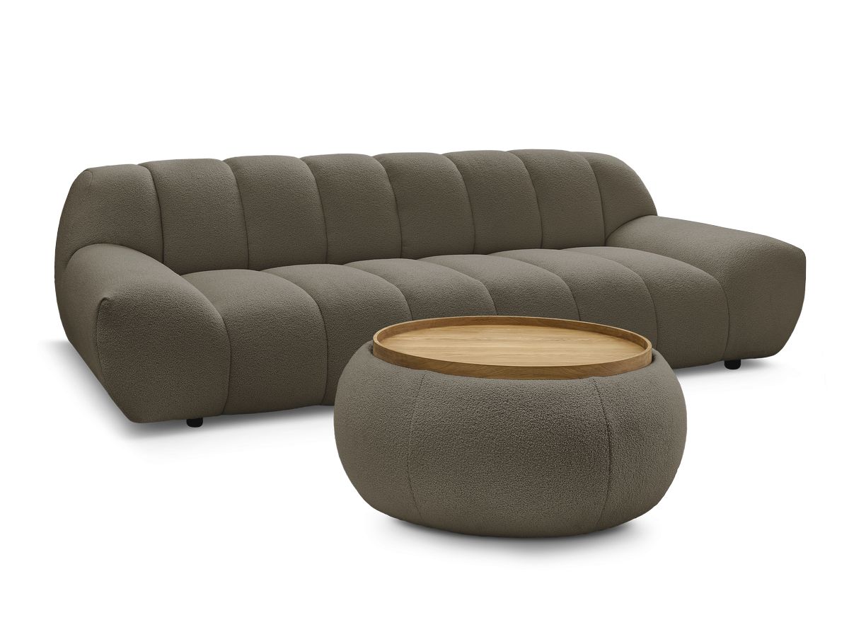 Bobochic Hayden Sofa 3-Sitzer mit Pouf 256 × 107 cm Bouclé-Stoff Braun