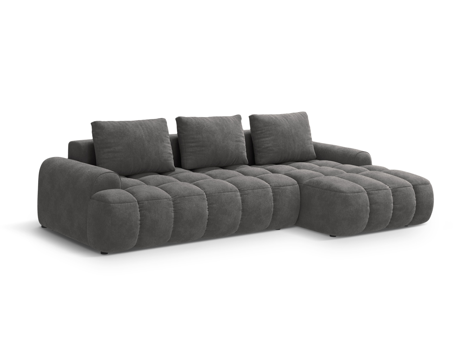 Cosmopolitan Design Ecksofa Linz 3-Sitzer mit Schlaffunktion Samt Vogue Grau Rechts