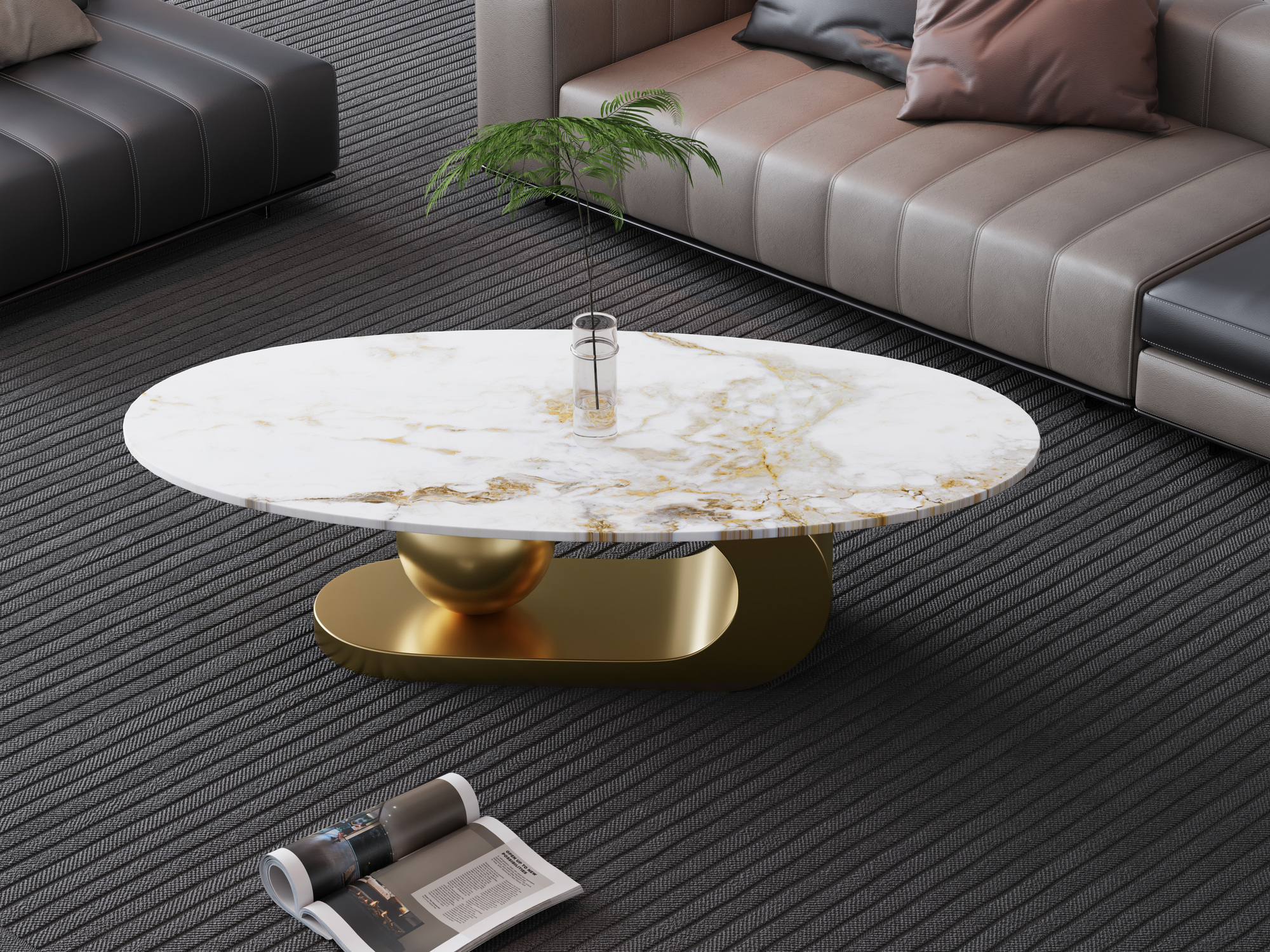 Livin Hill Couchtisch Modig Goldene Beine, weißes Oberteil M58