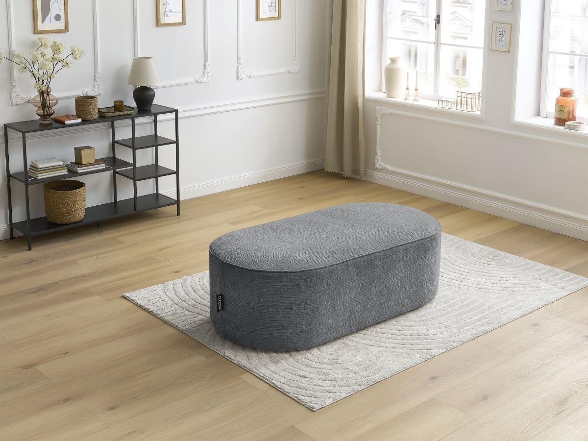 Bobochic Rousseau Pouf Strukturstoff Dunkelgrau