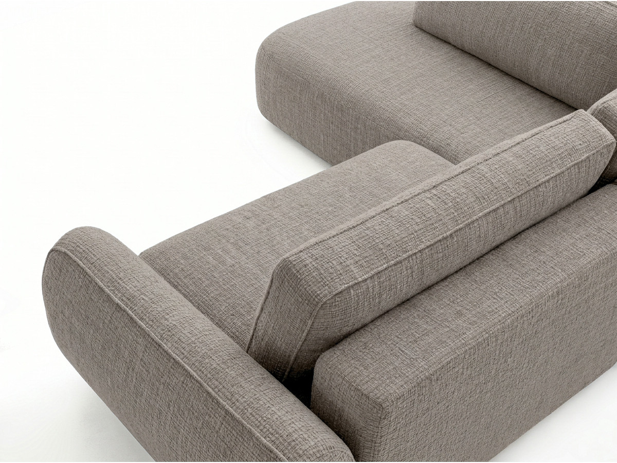 Bobochic Denise Ecksofa mit Schlaffunktion und Bettkasten 256 × 197 cm Strukturstoff Taupe Ecke links